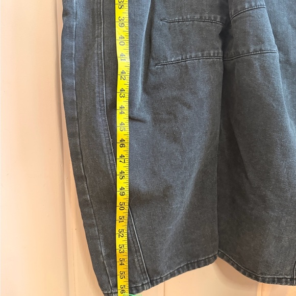 Women's Black Denim Barrel Leg Overalls - Picture 4 of 4